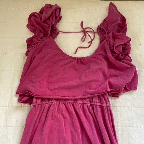 Anthropologie Daily Practice Poppy Ruffled Pink Midi / Maxi Dress • Size: S - Picture 5 of 10